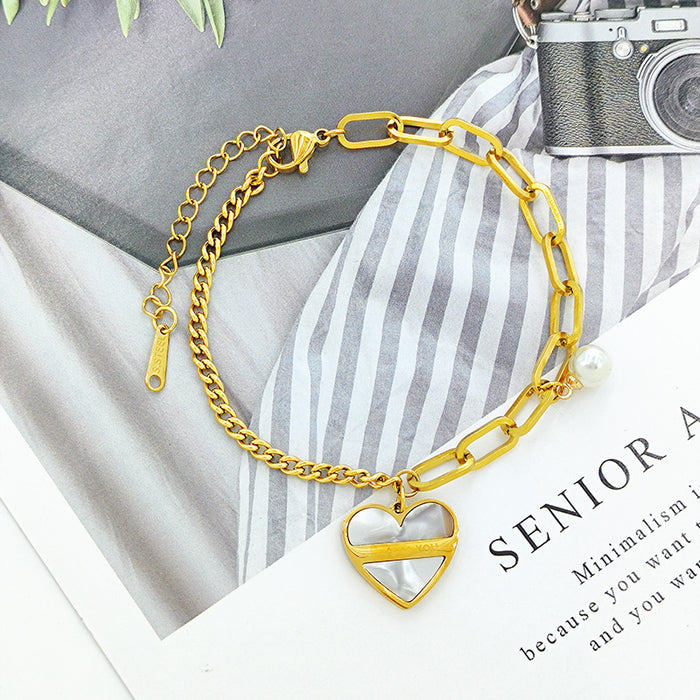 Wholesale summer light luxury double titanium steel pearl bracelet women