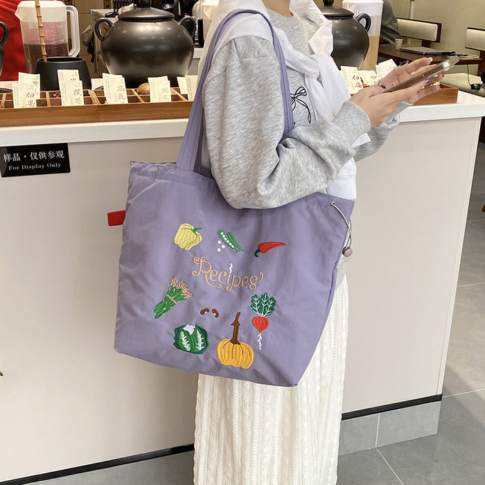 Wholesale Shoulder bag versatile backpack cartoon embroidery shoulder tote bag canvas bag
