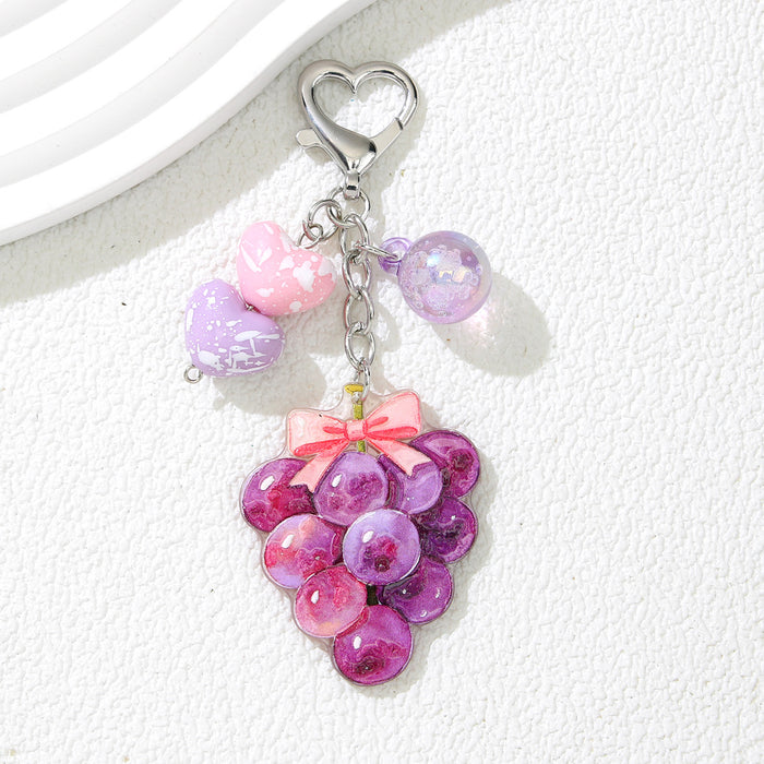 Wholesale Cute Fruit Keychain Alloy Bag Charm Trendy Car Accessory Gift for Girls MOQ≥2