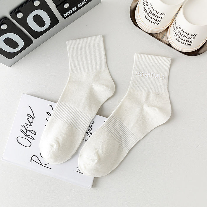 Wholesale Candy Color 3D Word Rubber Label Printing Cotton Socks JDC-SK-JiaY011