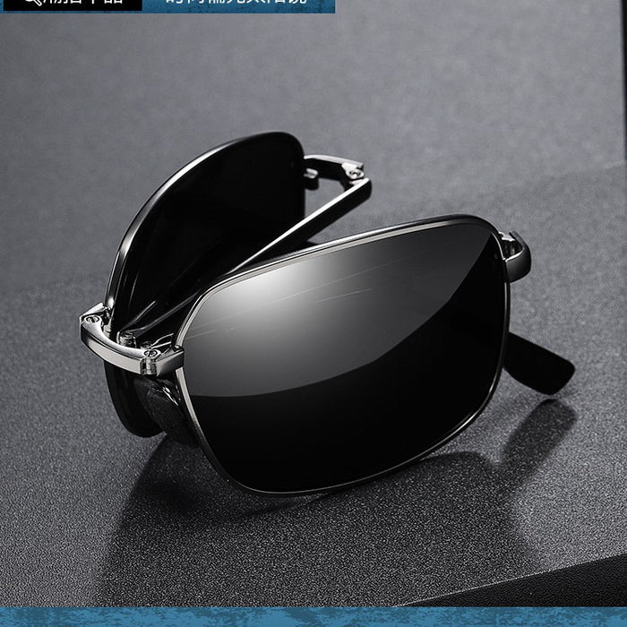 Wholesale Metal folding sunglasses for men, fashionable and high-end, sunscreen and radiation resistant sunglasses for women