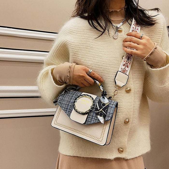 Wholesale Retro texture new fashionable hand-held shoulder bag, broadband crossbody western-style small square bag