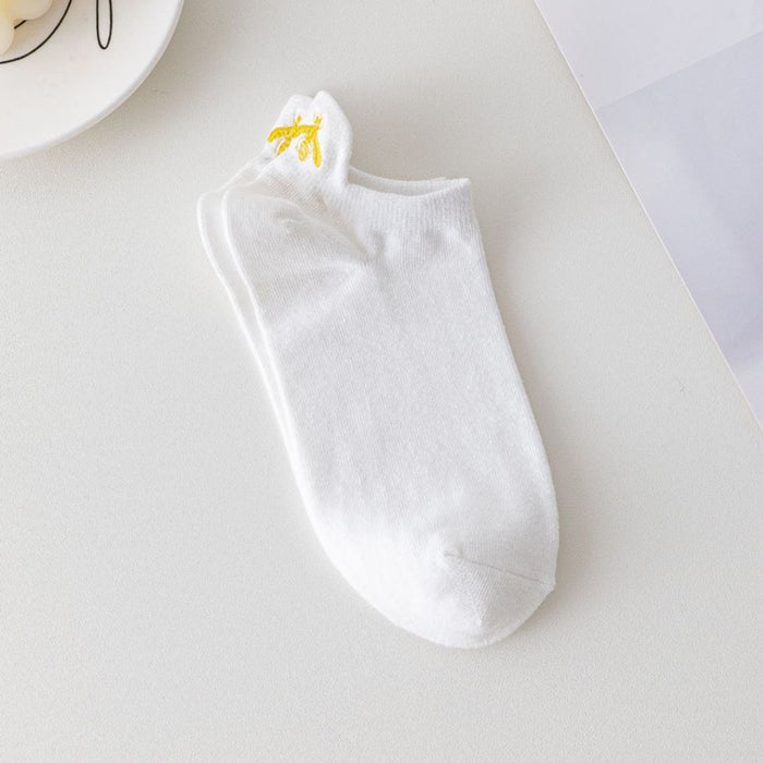 Wholesale Socks Cotton Shallow Socks Embroidered Small Flower Cartoon Short Ship Socks at the Heel