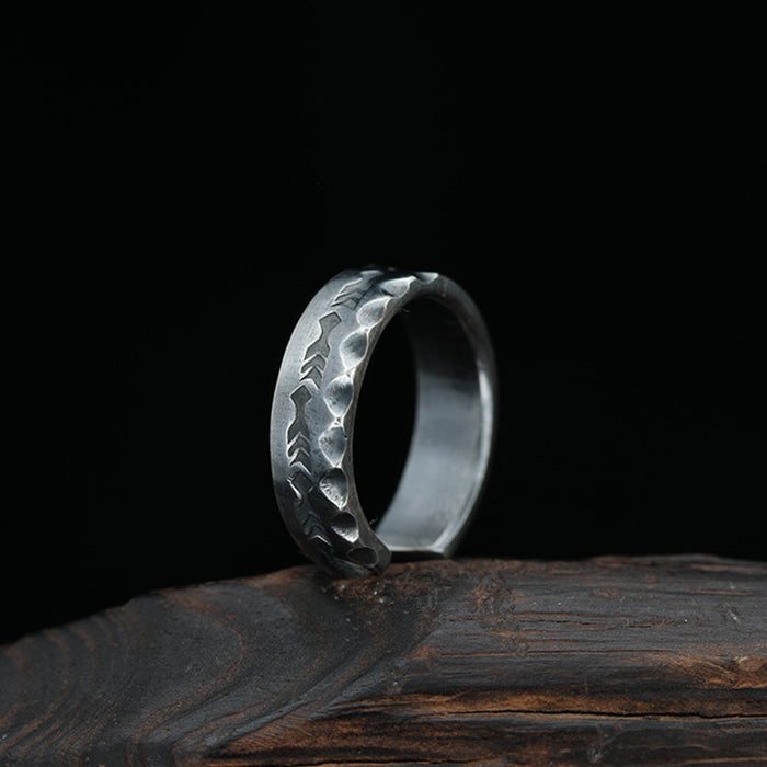 Wholesale Vintage handmade forged antique patterned ring with adjustable ring opening