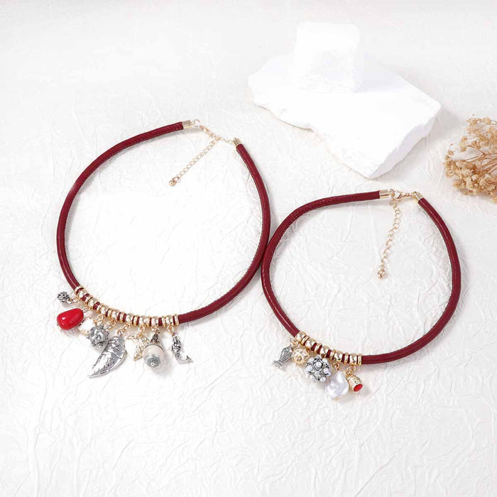 Wholesale 2-piece Alloy Imitation Pearl Fish Geometric Pendant Necklace Versatile