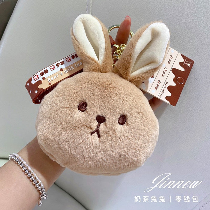 Wholesale Milk Tea Rabbit Cute Color-matching Plush Keychain