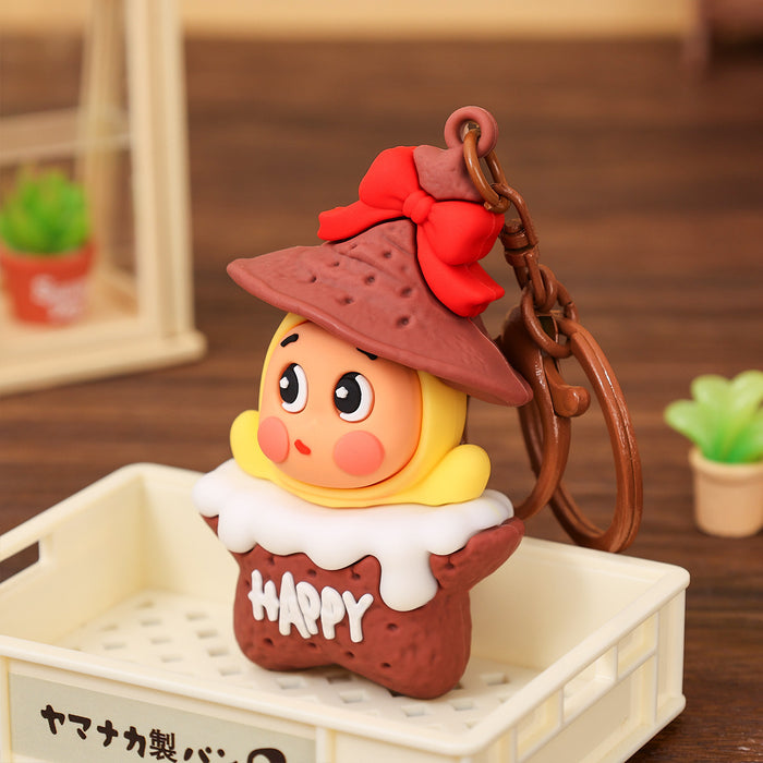 Wholesale Cute cartoon couple keychains with bows.