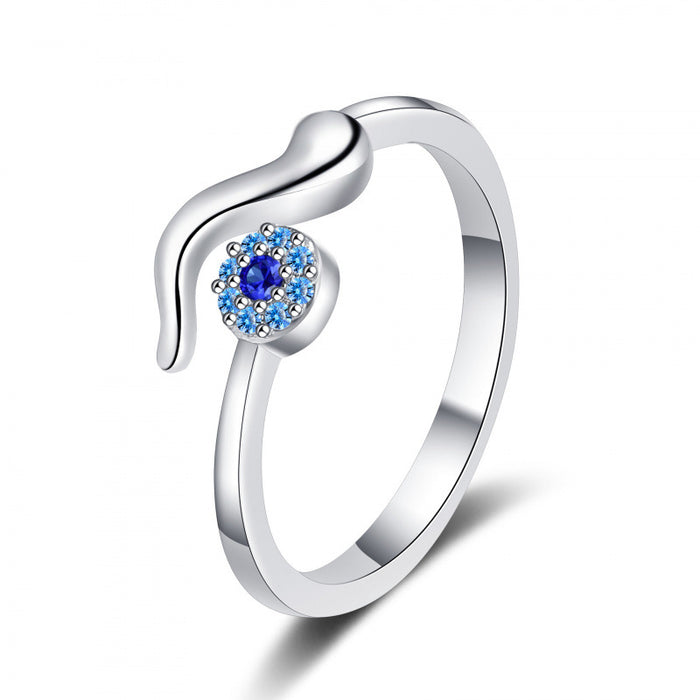 Wholesale Evil Demon Eye Ring Micro-Paved Zircon Geometric Open Band