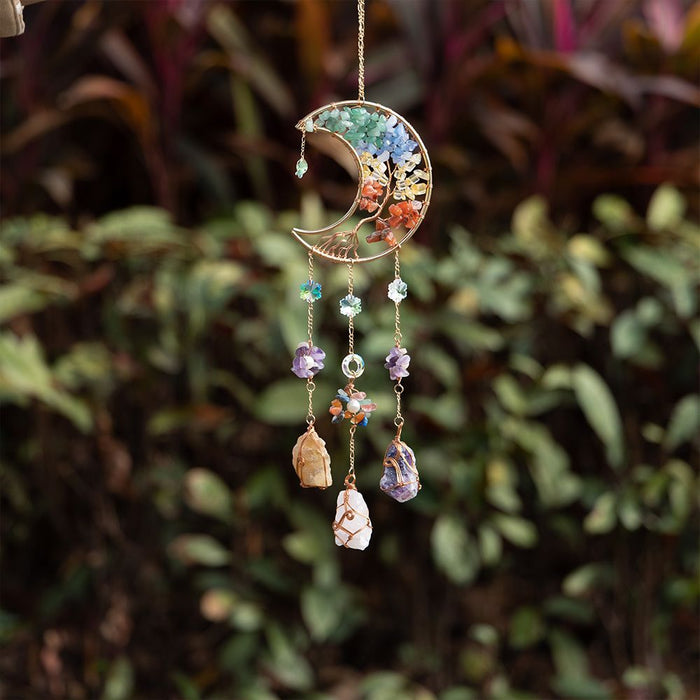 Wholesale Dreamcatcher Crystal Pendant Sunshine Rainbow Moon Wind Chime Pendant Girl Room