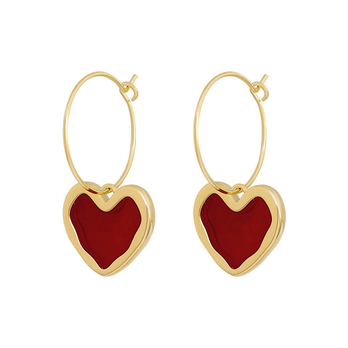 Wholesale wine red Love earrings simple temperament personalized earrings ear jewelry for women