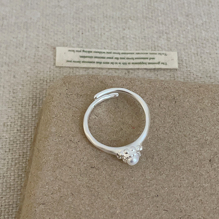 Wholesale Silver Pearl Flower Ring