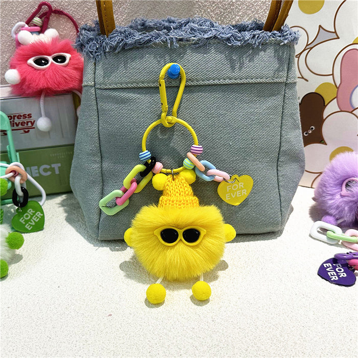Wholesale Cartoon Plush Briquette Keychain Colorfulful Cute Doll Student School Bag Pendant Key Chain Pendant Small Gift