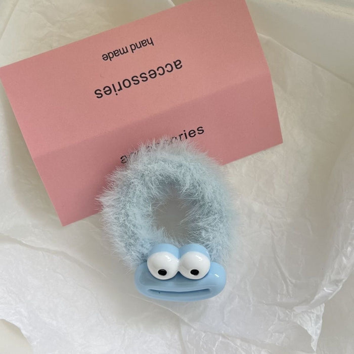 Wholesale Colorful Big-Eyed Monster Plush Hair Band Thickeneded and Widened Towel Ring Furry Hair Rope Sweet Girly Heart Hair Accessories F
