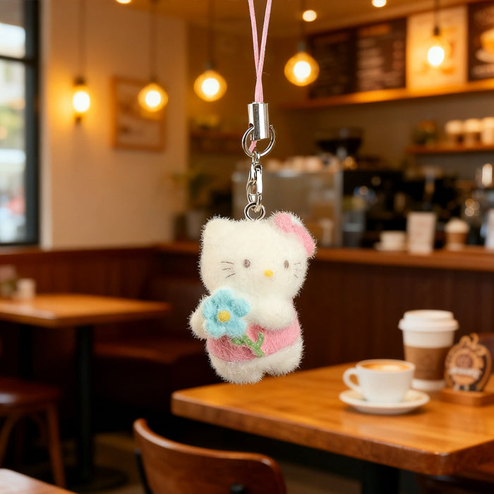 Wholesale 3D Flocked Kitten Charm  Cute Keychain