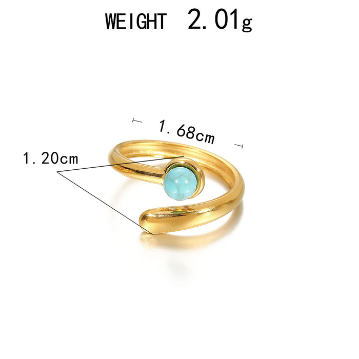Wholesale Stainless Steel Open-Band Turquoise Rings