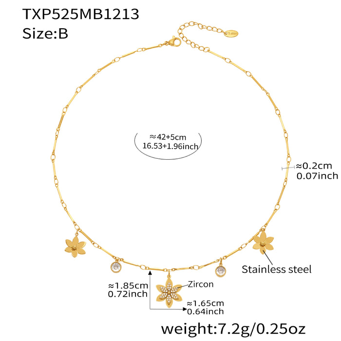 Wholesale 3D Stainless Steel Flower Bracelet &  Layering Necklace Set