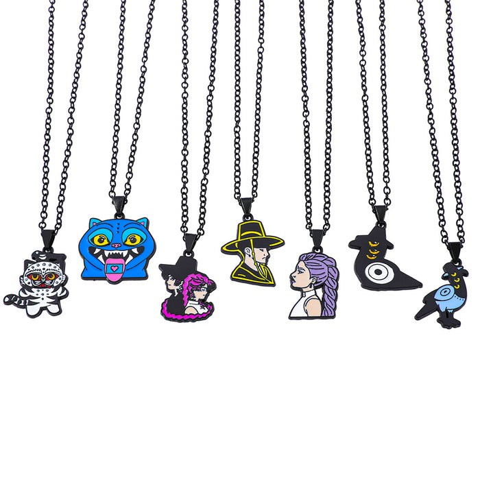 Wholesale K-pop necklace with cartoon dripping oil pendant