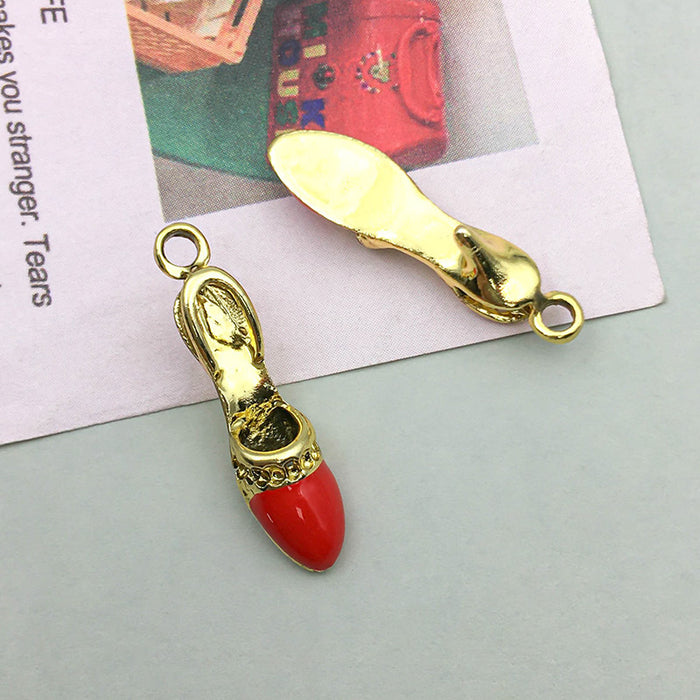 Wholesale DIY Red Oil-Drip Alloy Charms