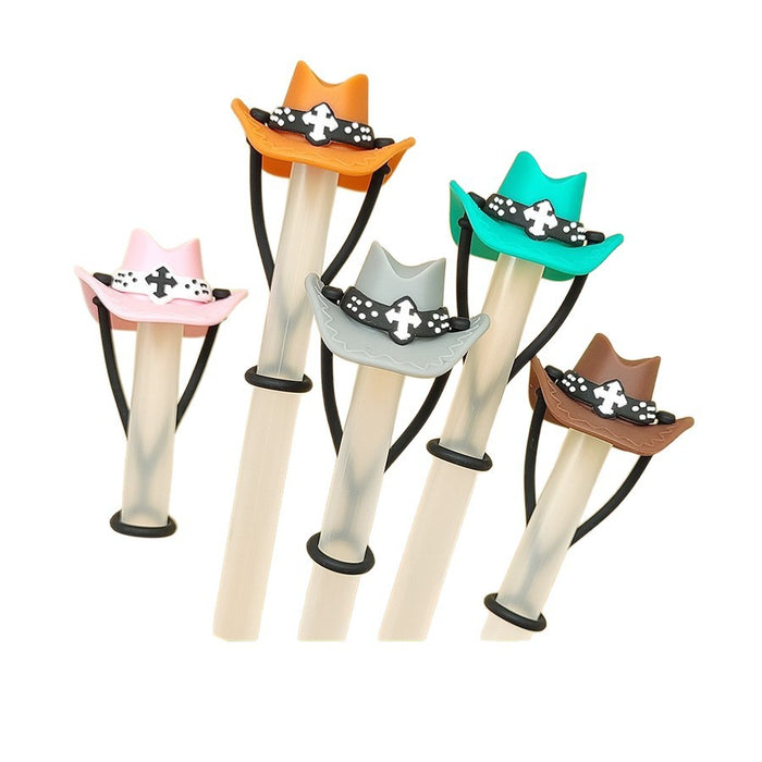 Wholesale 20pcs Food Grade Silicone Straw Dust Plug  Straw Cover Cowboy Hat Straw Cap