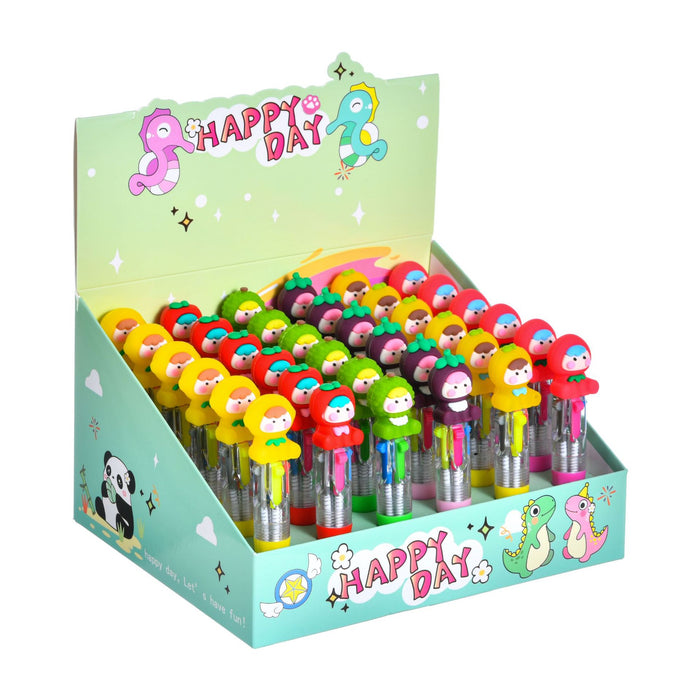 Wholesale 36pcs Cute donut mini four-color ballpoint pen multi-color hand account marking pen student stationery