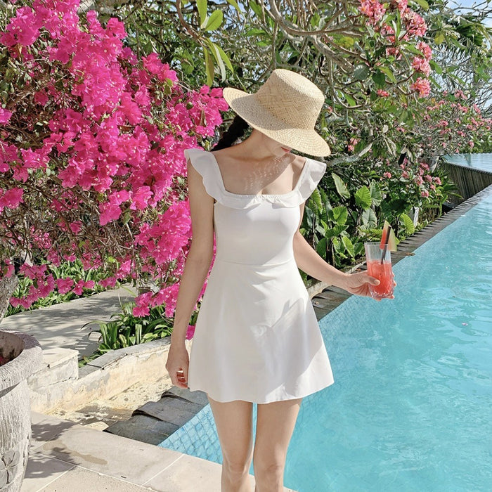 Wholesale New vacation hot spring swimsuit with a slimming one-piece skirt style swimsuit that covers the skin
