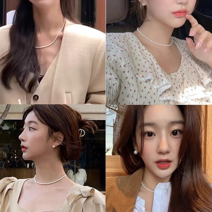 Wholesale Rice pearl necklace, women's collarbone chain, neck chain, double-layer layered women's necklace