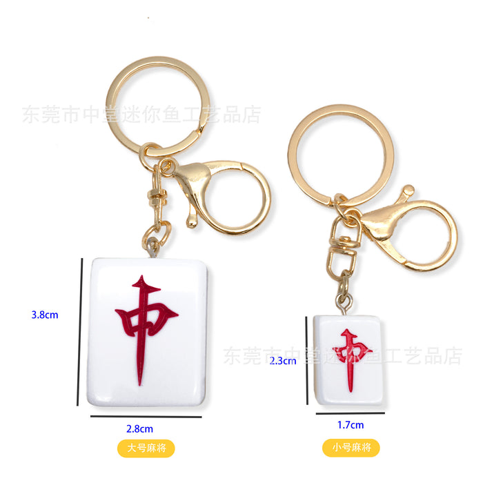 Wholesale Creative Mahjong Keychain Funny Small Accessories Simple Small Pendant Resin Accessories Pendant