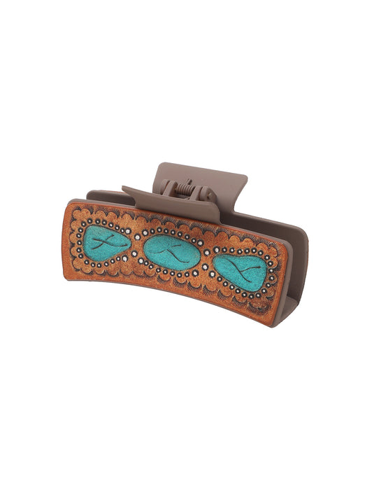 Wholesale Western Style Leather Hairpin Sunflower English Alphabet Clip Women Shark Clip