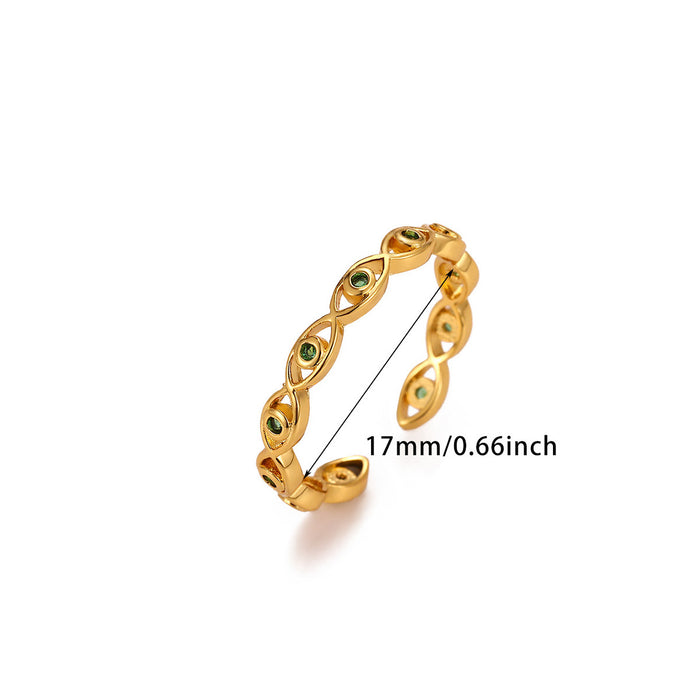 Wholesale Devil Eye Blue Eye Open Ring Stainless Steel Fashion Jewelry Accessory
