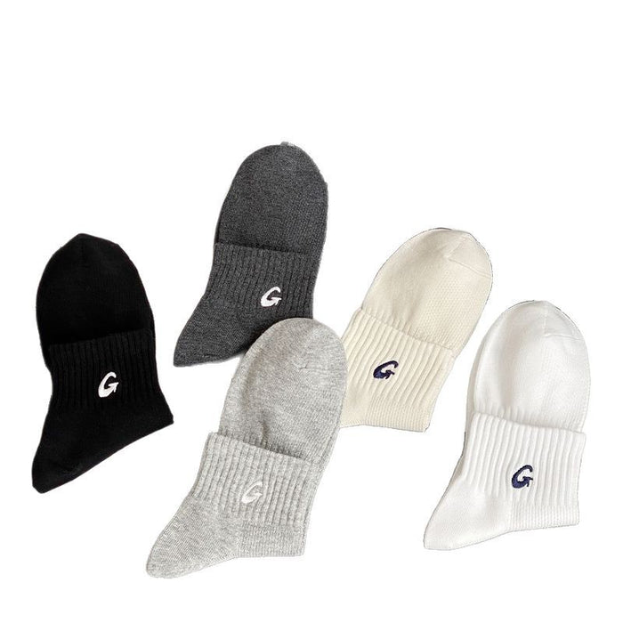 Wholesale Socks made of cotton, versatile, sport embroidered, sport boat socks, five point socks