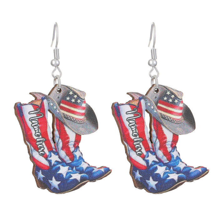 Wholesale National Flag Ice Cream Star Boots Cross Love Set Earrings Cross Border Accessories