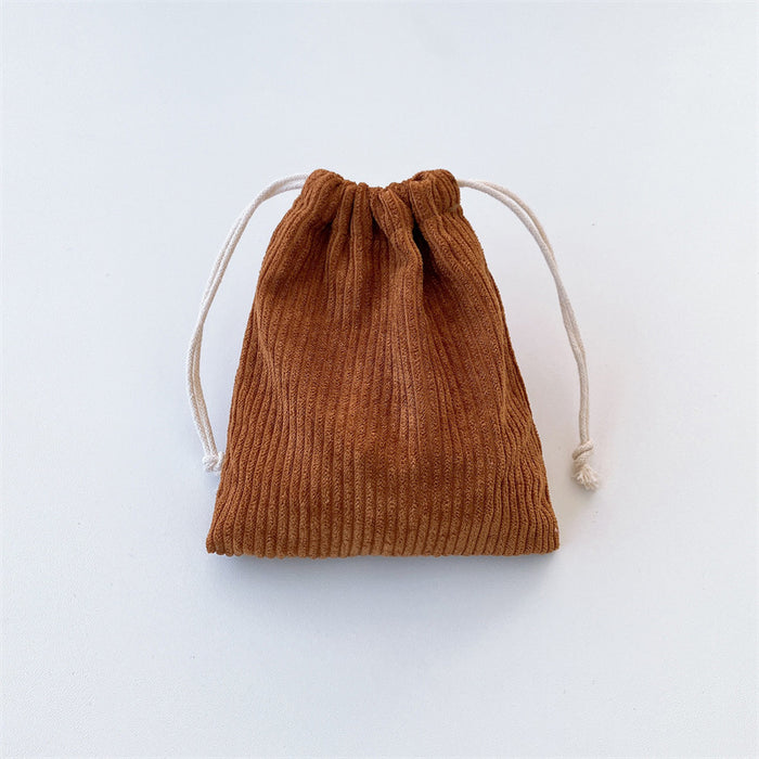 Wholesale Corduroy storage bag, drawstring pocket, portable coin purse