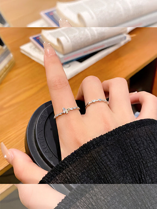 Wholesale Zircon Love Butterfly Set Ring, Female Niche Design, Finger Ring, Cold Style, Fashionable, Personalized Ring