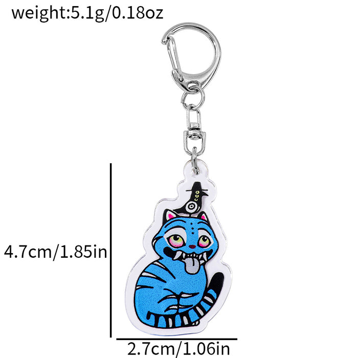 Wholesale Blue Tiger Crow Acrylic Double-Sided Pattern Keychain