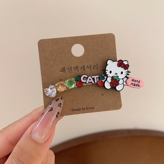 Wholesale Hair Clip Colorfulful Crystal Cat Bangs Side Clip Colorful crystal cat bangs hairpin
