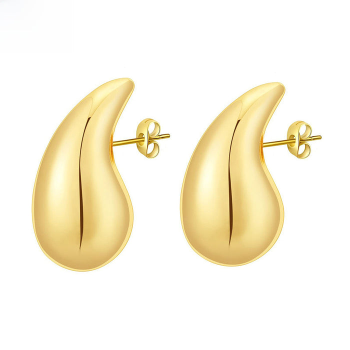 Wholesale High end stainless steel hollow earrings, light luxury Feng Shui drip earrings, smooth titanium steel plating