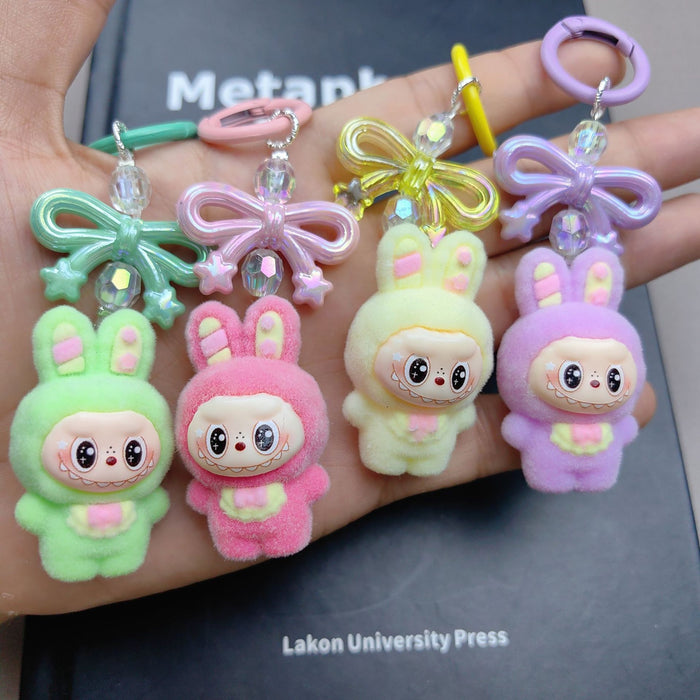 Wholesale Cute Cartoon Flocked bow keychain