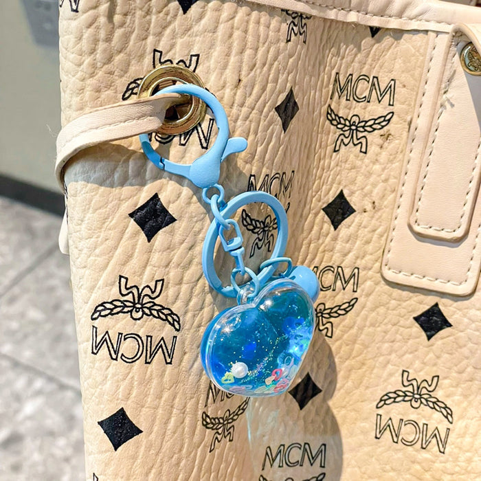 Wholesale Creative Oil Pearl Love Sparkle Keychain Sand Bottle Pendant