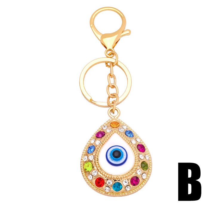 Wholesale Colorful Rhinestone Devil Eye Metal Keychain JDC-KC-AS005