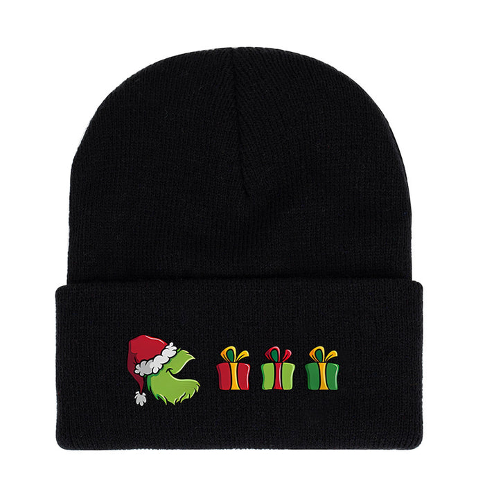 Wholesale Green Monster Knitted Hat Printed Earmuffs Windproof Wool Hat Japanese Style Dome Basic Warm Autumn and Winter Men and Women JDC-FH-WDM012