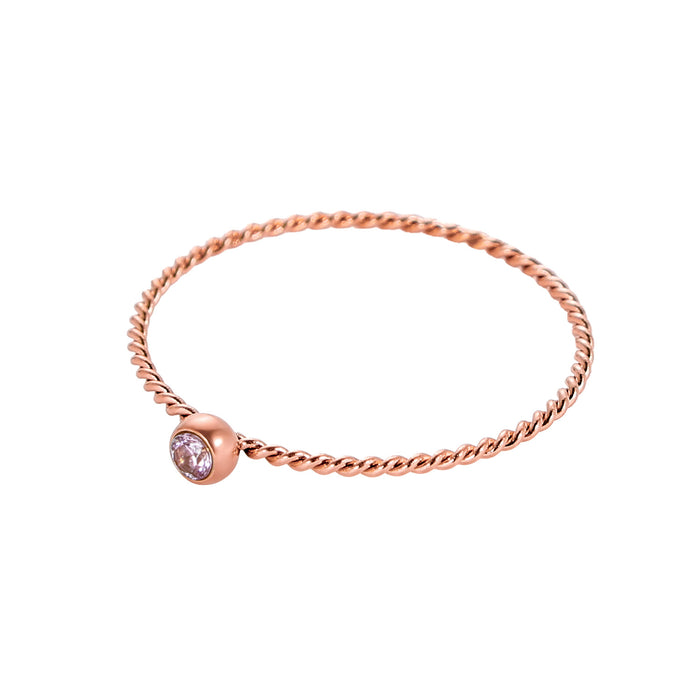 Wholesale Twisted ring with zircon ring stainless steel gold-plated birthstone twisted tail ring