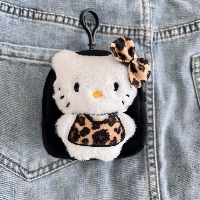 Wholesale Mini portable 3D leopard print square plush wallet