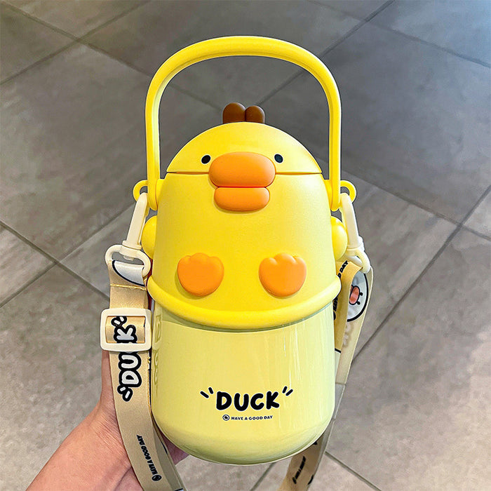 Wholesale Students  cute doodle duck thermos cup