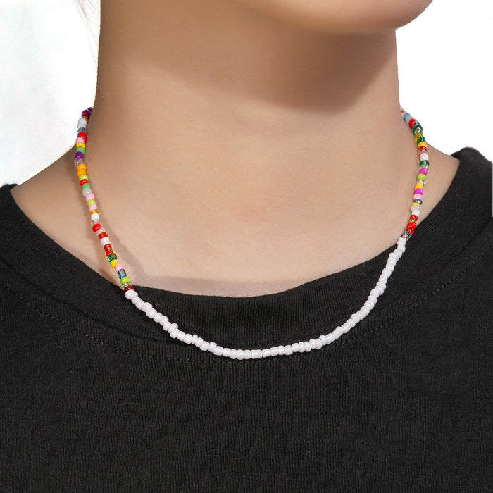 Wholesale Dopamine Colorful Stone Smiley Necklace Colorful Beaded Flower Sweet Cool Style Clavicle Chain Candy Love Pendant Female