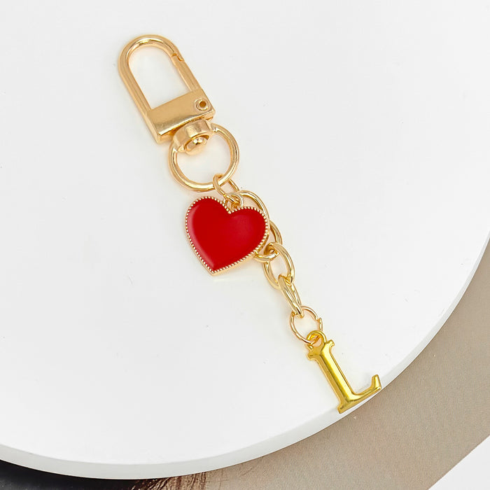 Wholesale 26-letter heart pendant Valentine's Day keychain