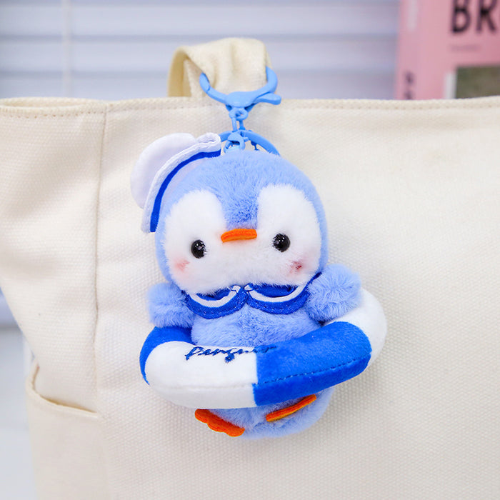 Wholesale Cute Little Shark Pull String Pendant Happy Penguin Keychain Plush Toy Bag Pendant Gift