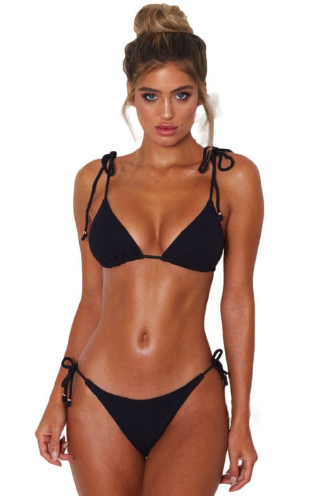 Wholesale Women's bikini solid color triangle bag lace up swimsuit