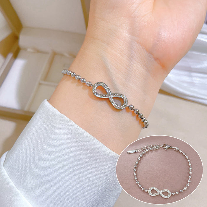 Wholesale Titanium Steel Round Bead 8-shaped Bracelet for Women JDC-BT-LG011