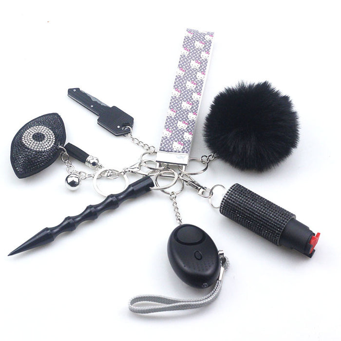 Wholesale Devil's Eye Multifunctional Fur Ball PU Leather Keychain JDC-KC-TouMS084