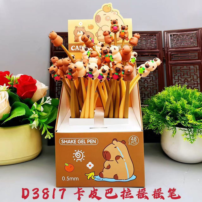Wholesale Capybara Rock Soft Gel Pen Simulation Food Shape Swing Pen Decompression Gift Pen Student Stationery